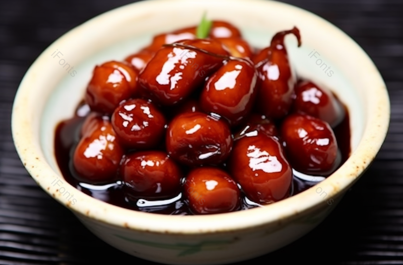 红色板栗红烧肉酱料白色陶瓷碗午餐,高清,摄影图,摄影图片,图片大全,摄影图免费下载